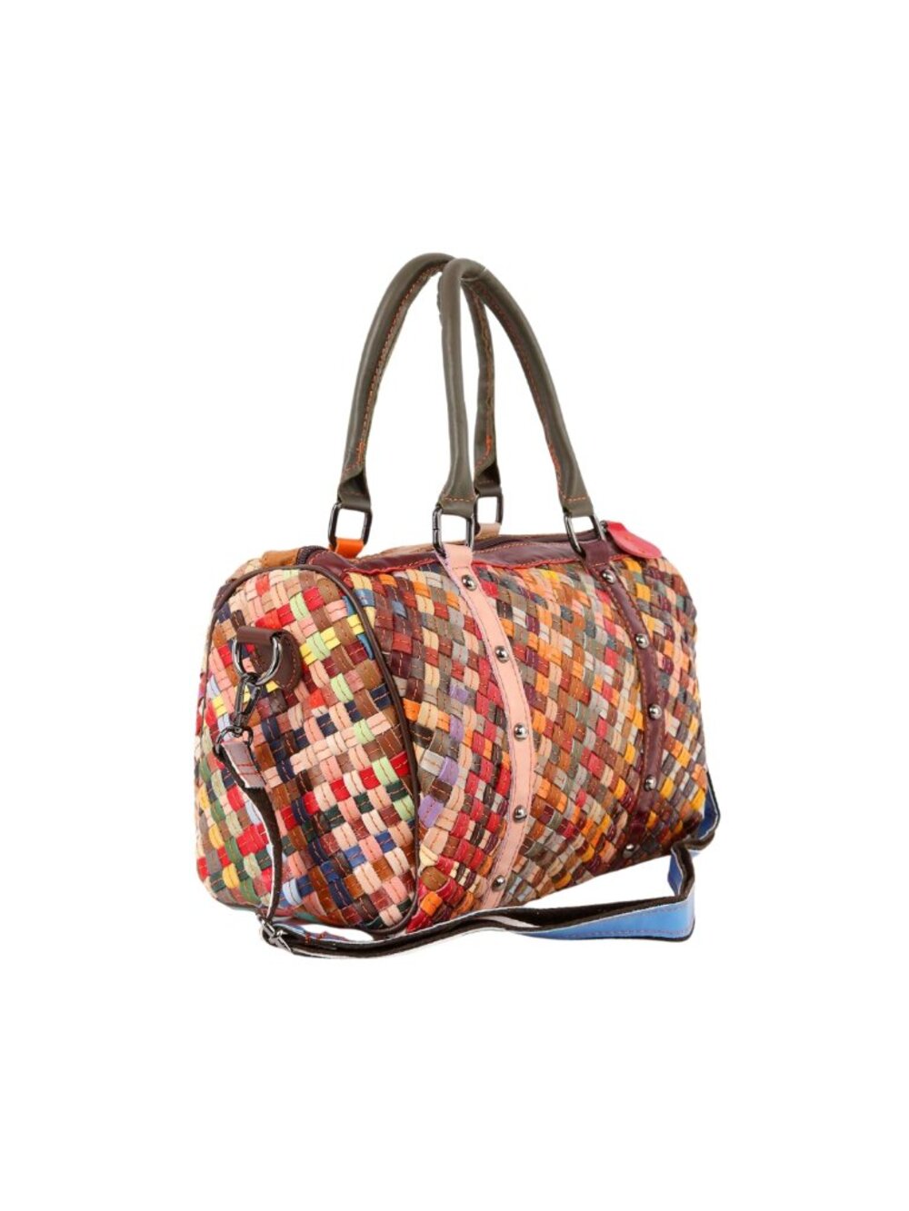 NWT Genuine Leather Woven Multicolor Large Satchel
